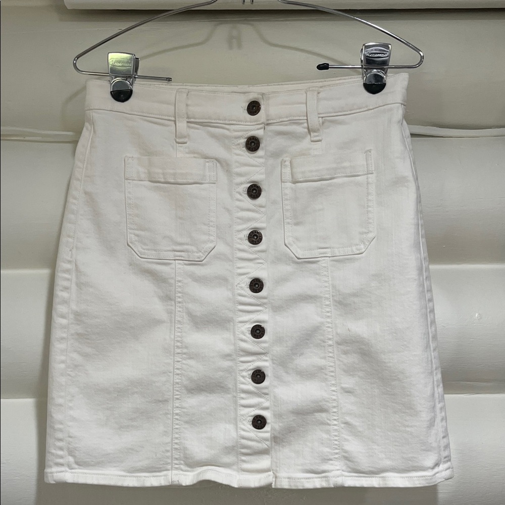 J. Crew Cream Button-Front A-Line Skirt